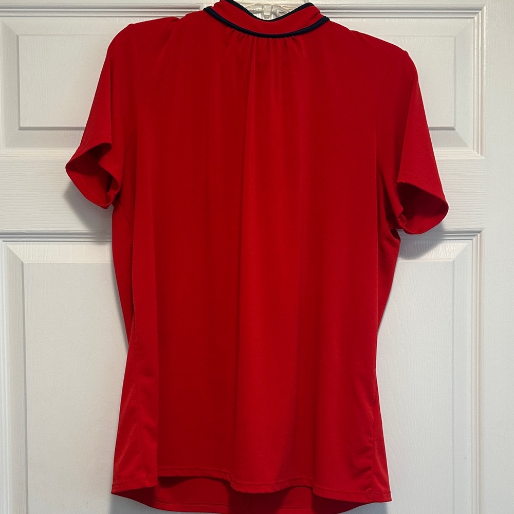 Banana Republic Red Short-Sleeve Top with Navy Trim